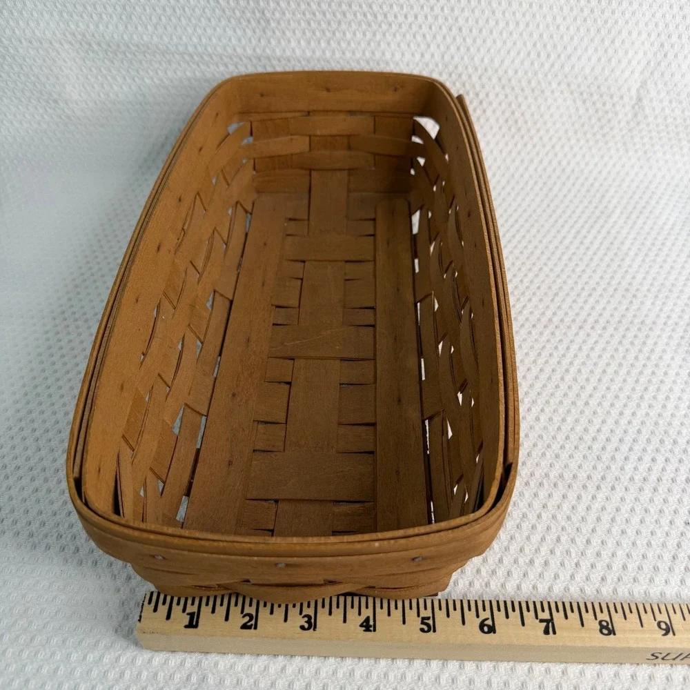 Longaberger 1988 Handwoven Rectangular Basket 13x5.5x4 Vintage Farmhouse Decor